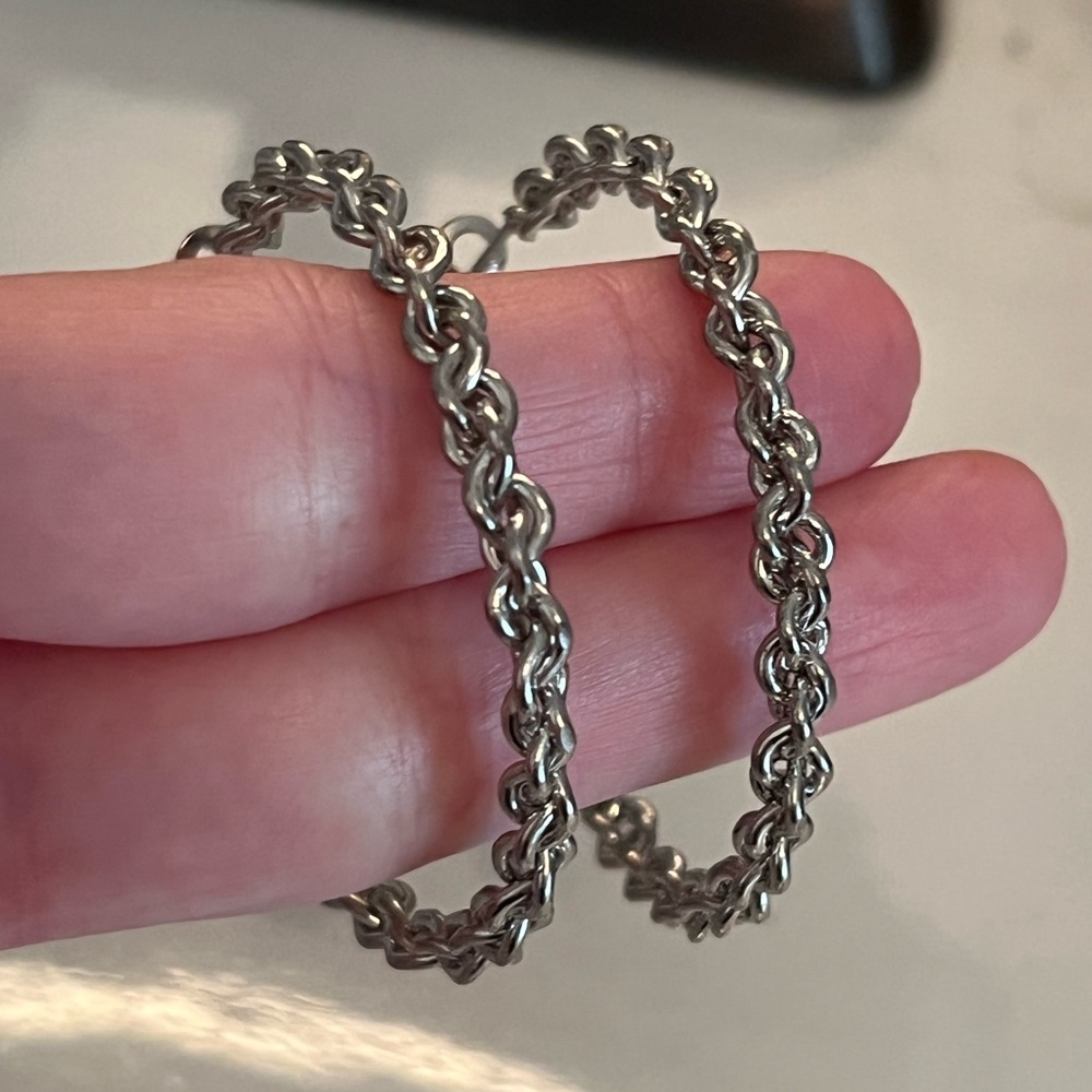 Silver Twisted Hoop Earrings